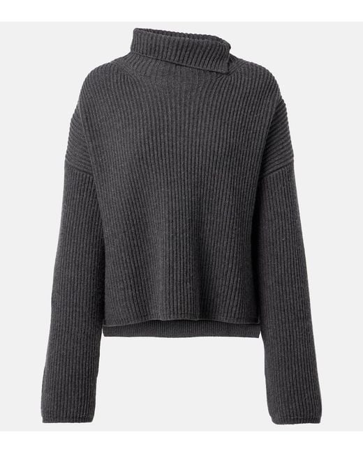Joseph Black Ribbed-Knit Wool-Blend Turtleneck Sweater