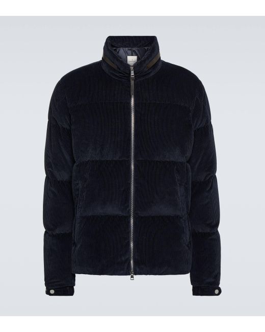Moncler Blue Besbre Leather-trimmed Down Jacket for men