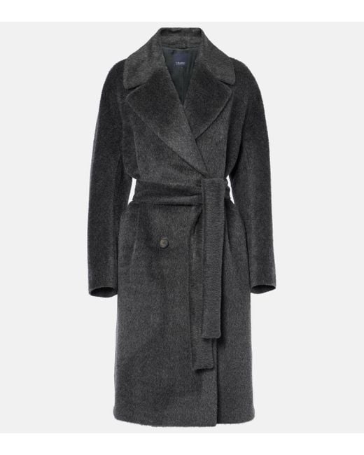 Max Mara Black Nicole Alpaca And Wool Teddy Coat