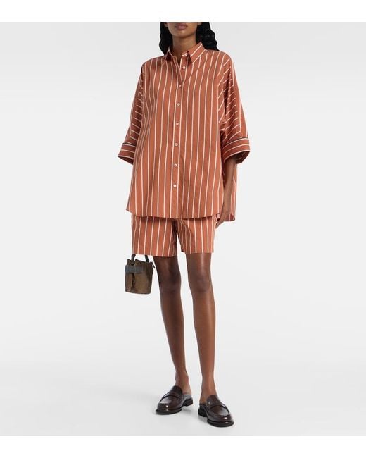 Brunello Cucinelli Red Striped Cotton-Blend Shirt
