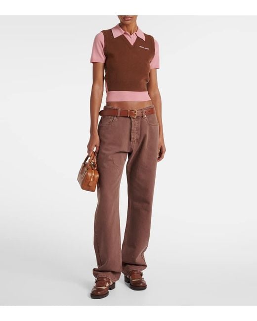 Miu Miu Brown Polohemd Aus Wolle Und Kaschmir