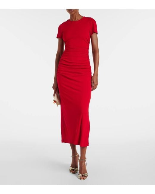Abito Midi Con Ruches di Carolina Herrera in Red