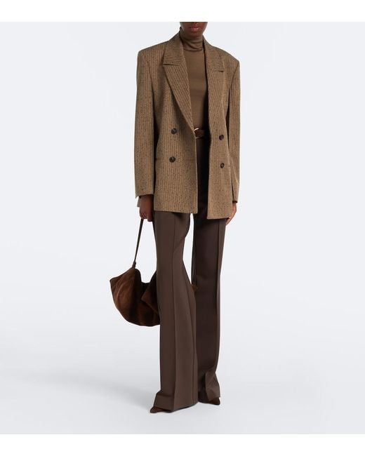 Ralph Lauren Brown Silk-Blend Turtleneck Top
