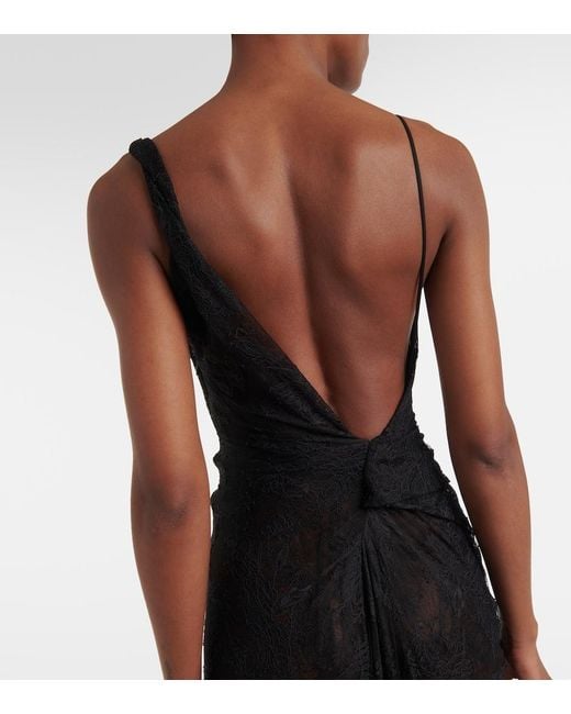 Vivienne Westwood Black Bridal Lace Minerva Semi-Sheer Open-Back Gown