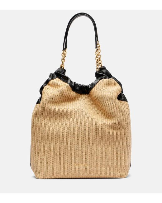 DeMellier London Natural Schultertasche Miami Aus Leder Und Raffiabast