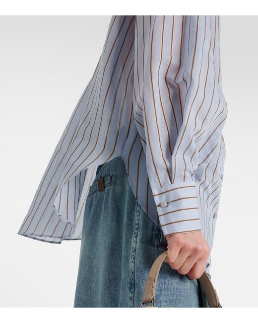 Brunello Cucinelli White Cotton-Blend Lame Shirt