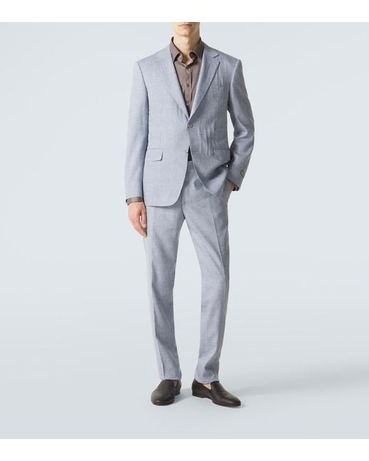 Canali Blue Linen And Wool Suit for men
