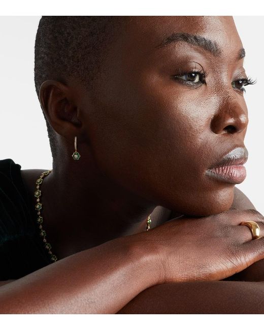 Pendientes Flora De Oro De 18 Ct Con Diamantes Y Esmeraldas Anita Ko de color White