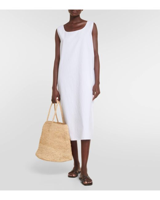 The Row White Janah Cotton Midi Dress