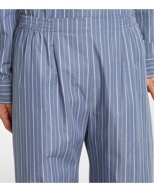 Leset Blue Yoshi Cotton-Blend Twill Wide-Leg Pants