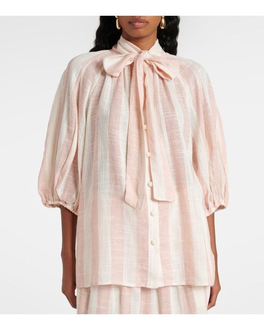 Blusa Acacia Con Lazada A Rayas Zimmermann de color Natural