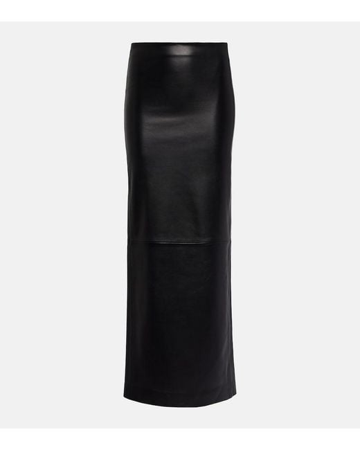 Monot Black Low-Rise Leather Maxi Skirt