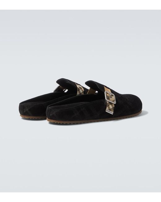 Burberry Black Urchin Suede Clogs for men