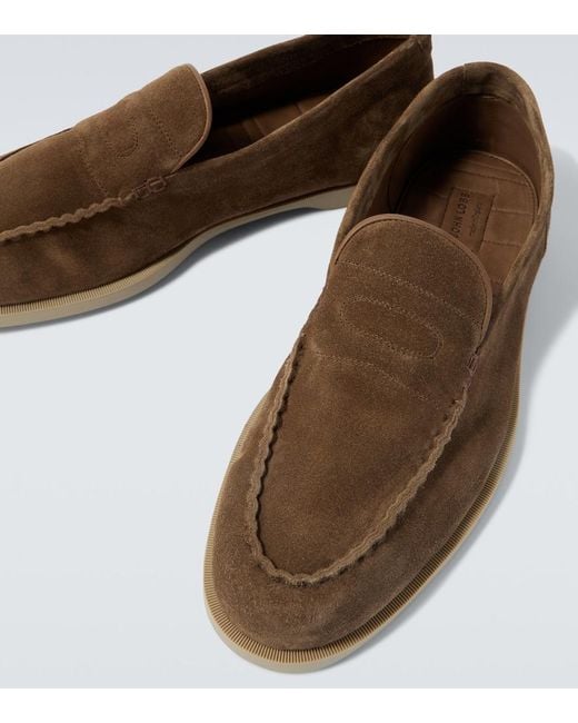 John Lobb Brown Pace Suede Loafers for men