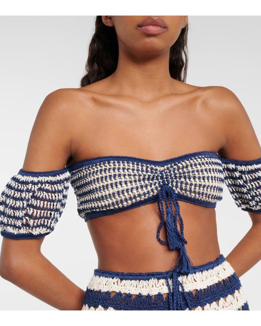 Anna Kosturova Blue Sunset Leah Crochet Cotton Top