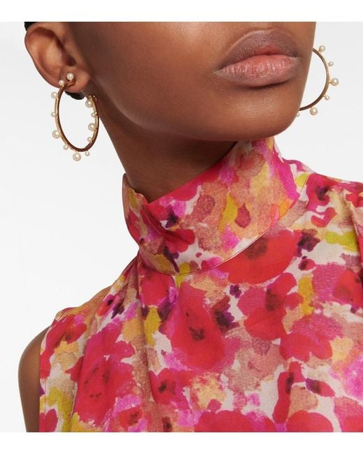 Jennifer Behr Metallic Odetta Faux Pearl Hoop Earrings