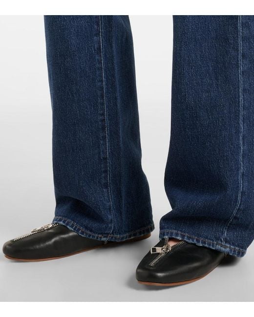 7 For All Mankind Blue High-Rise Straight Jeans Tess