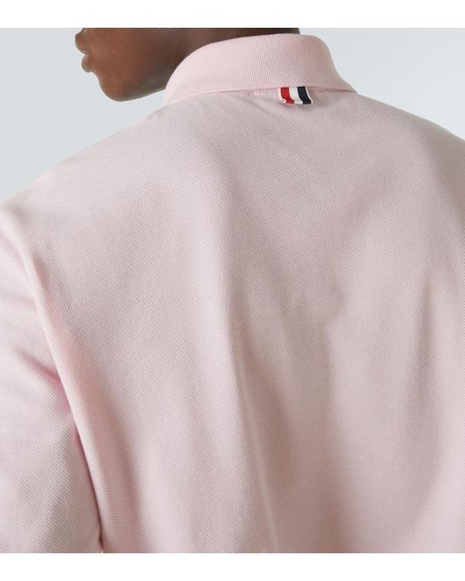 Thom Browne Pink 4-Bar Cotton Polo Shirt for men