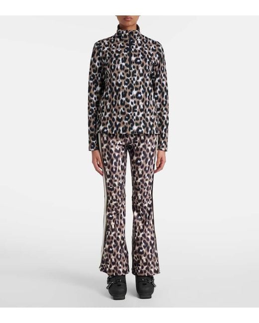 Fusalp Black Orion Leopard-Print Ski Top