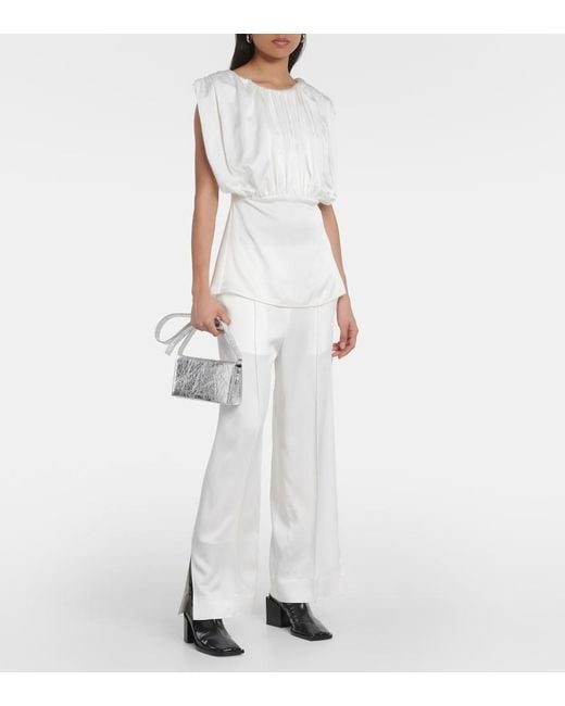 Jil Sander White Satin Straight Pants