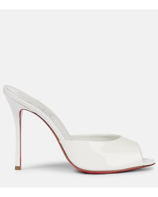 Christian Louboutin White Bridal Me Dolly Patent Leather Mules