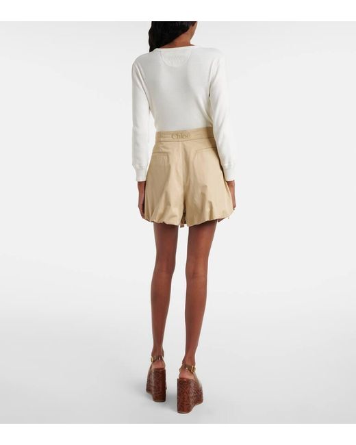 Chloé Natural Cotton Gabardine Shorts