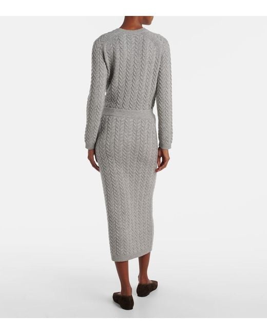 Max Mara Gray Cable-Knit Wool And Cashmere Pencil Skirt