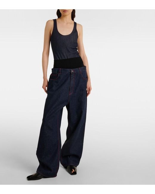 Alaïa Blue Low-Rise Wide-Leg Jeans