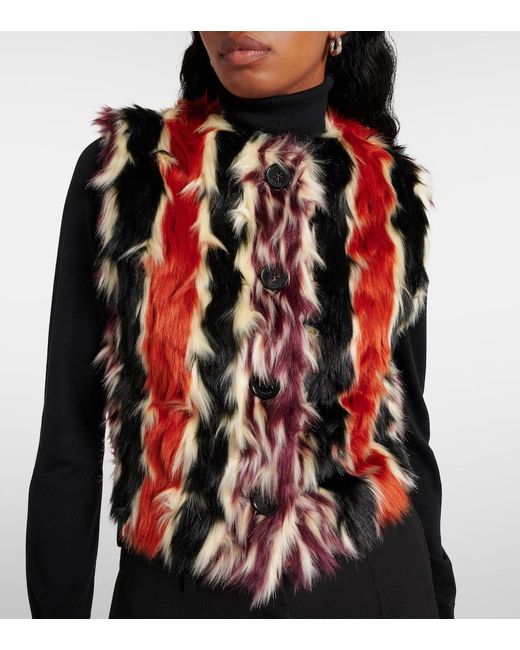 Missoni Red Striped Faux Fur Vest
