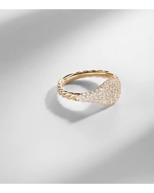 David Yurman White Petite Pave 18Kt Pinky Ring With Diamonds
