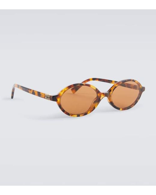 Miu Miu Ovale Sonnenbrille Miu Regard in Brown für Herren