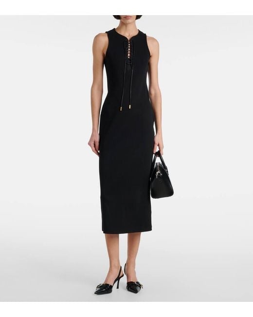 Givenchy Black Ribbed-Knit Cotton Midi Dress