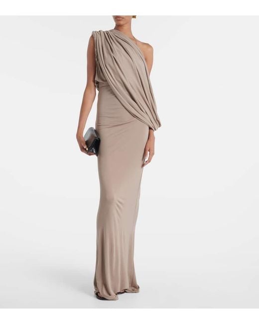 Christopher Esber Natural Aiba Draped One-Shoulder Jersey Gown