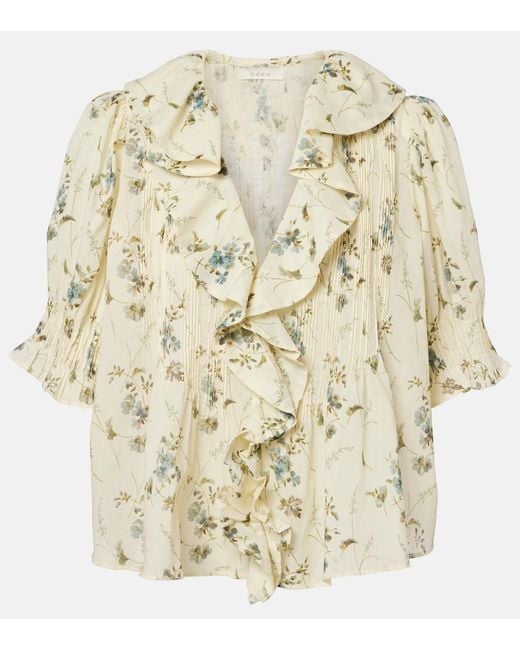 Doen Metallic Henri Floral Cotton Voile Top