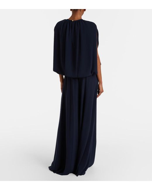 Max Mara Blue High-Rise Cady Wide-Leg Pants