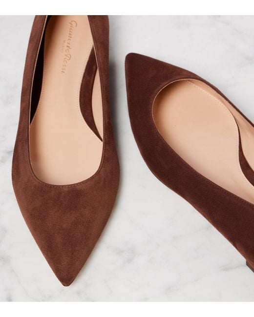 Gianvito Rossi Brown Gianvito Suede Ballet Flats