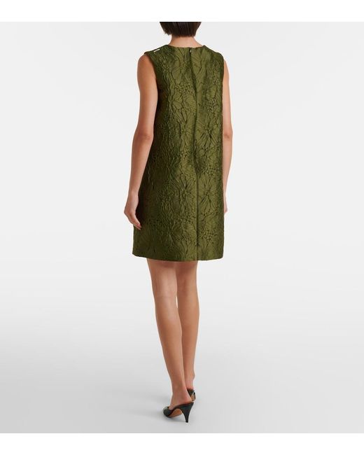 Max Mara Green Embellished Floral Jacquard Minidress