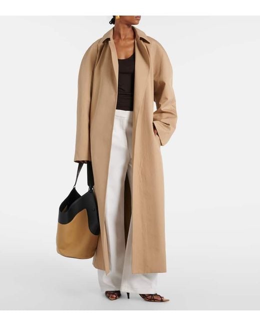 Khaite Blue Schultertasche Lotus Medium Aus Canvas Mit Leder