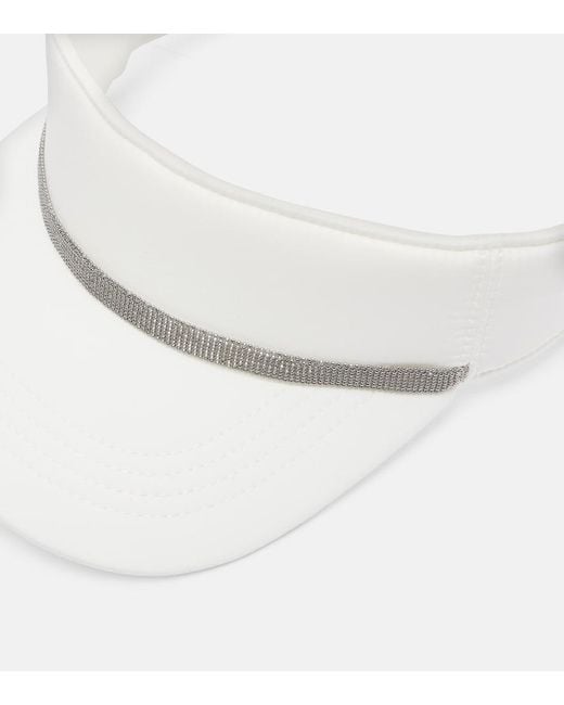 Brunello Cucinelli Natural Monili Leather-Trimmed Visor