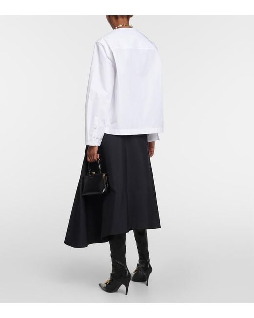 Jil Sander White Cotton Poplin Pleated Top