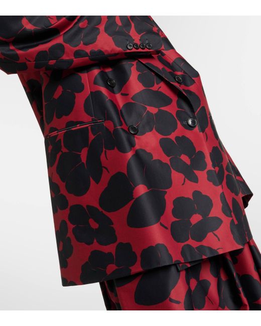 Dries Van Noten Red Floral Double-breasted Blazer