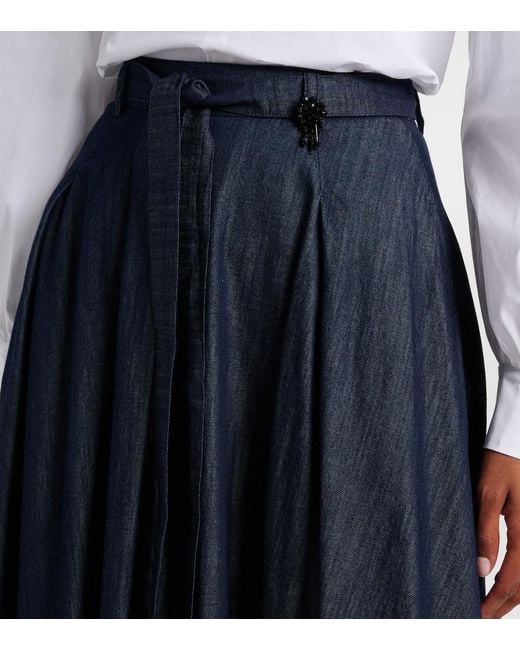 Jupe Longue Amanda En Chambray Max Mara en coloris Blue