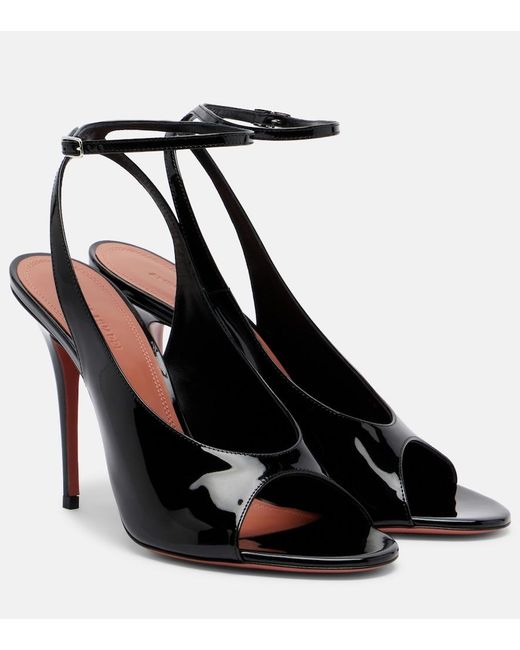 AMINA MUADDI Black Anok Patent Leather Slingback Sandals