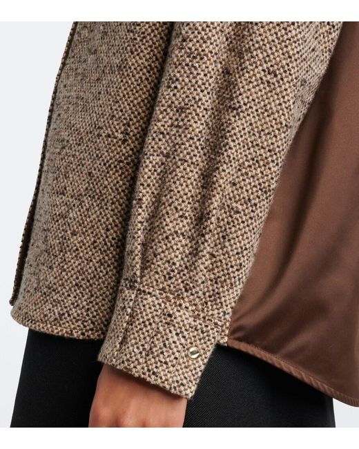 Moncler Brown Wool-Blend Tweed Overshirt