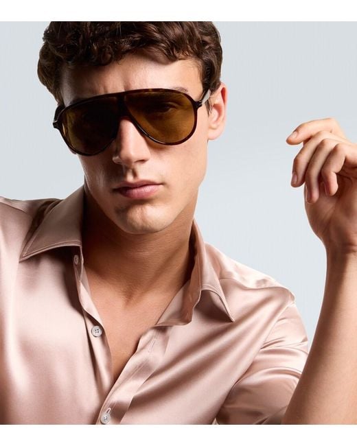 Tom Ford Brown Vladimir Pilot Sunglasses for men