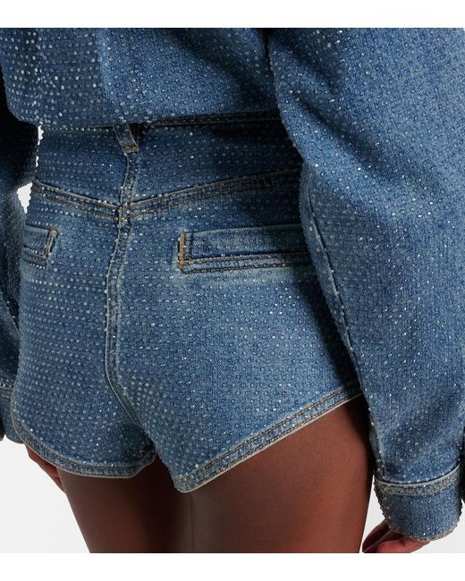 Self-Portrait Blue Embellished Denim Romper