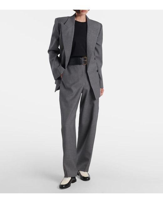 Givenchy Gray Double-Breasted Wool Blazer