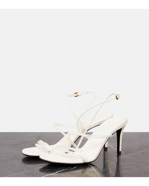 Khaite White Loop 75 Embellished Leather Sandals