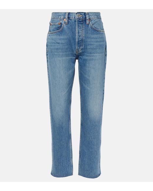 Re/done Blue '70s Stove Pipe Straight Jeans