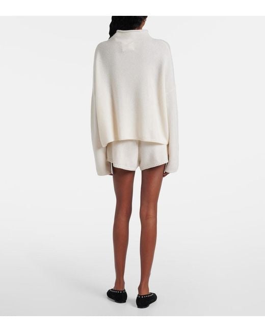 Lisa Yang White Sandy Cashmere Turtleneck Sweater